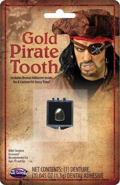 Fun World Gold Pirate Tooth - Adult Accessory