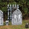 Fun World Photo-Realistic Tombstone Cross & Skull Set Of 3