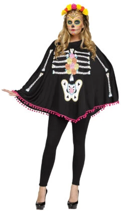 Fun World Poncho Day Of Dead Ad One Size