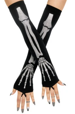 Fun World Glitter Bones Sleevelets Skeleton Gloves