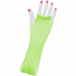 Fun World 80s Neon Green Long Fishnet Adult Gloves