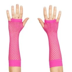 Fun World 80s Neon Pink Long Fishnet Adult Gloves