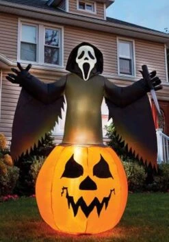 Fun World Ghost Face® Pumpkin Lawn Inflatable